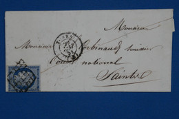 V10 FRANCE  BELLE LETTRE 1851 TOURS POUR  SAINTES  + N 4  + AFFRANCH. INTERESSANT - 1849-1850 Ceres