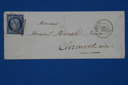 V10 FRANCE  BELLE LETTRE MIGNONETTE 1851 AMIENS  POUR  CLERMONT  + N 4  + AFFRANCH. INTERESSANT - 1849-1850 Ceres