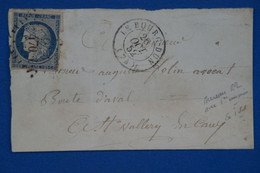 V10 FRANCE   LETTRE DEVANT  1852  LE BOURG BUREAU TRES RARE A ST VALLERY    + N 4 + AFFRANCH. INTERESSANT - 1849-1850 Cérès