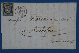 V10 FRANCE  LETTRE    1851  PAU  A ROCHEFORT    + N 4 + AFFRANCH. INTERESSANT - 1849-1850 Cérès