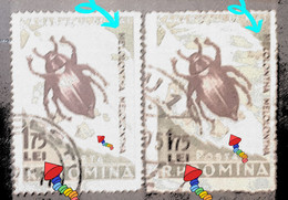 Stamps Errors Romania 1956 # Mi 1588 The Colorado Beetle Moved To The Left - Errors, Freaks & Oddities (EFO)