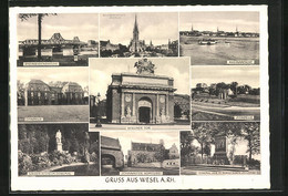 AK Wesel Am Rhein, Berliner Tor, Johanniter Komturei, Willibrordiplatz Mit Kirche, Zitadelle, Kaiser Wilhelm Denkmal - Wesel