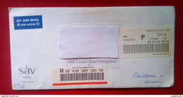 Hong Kong Registered Commercial Cover From Hong Kong To Philippines - Covers & Do - Lettres & Documents