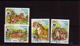 LAOS 1984 WWF-TIGRES  YVERT N°521/24 OBLITERE - Used Stamps