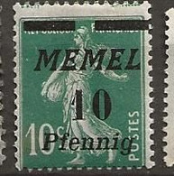 Timbre Neuf* Memel Surcharge 10c/10c - Unused Stamps