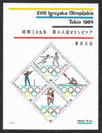 1964 POLEN POLAND - OLYMPICS BLOCK Mi.34 MNH ** FENCING, CANOE, BASKETBALL, SHOOTING - CAT. €55 - Blocs & Hojas