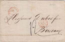 24868# LETTRE Obl AMSTERDAM 1866 Pour BORDEAUX GIRONDE TAXE FACON MANUSCRITE 12 PAYS BAS 2 VALENCIENNES ROUGE NEDERLAND - Entry Postmarks