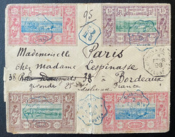 France Colonies Cotes Des Somalies Lettre Recommandée De Djibouti Avec N° 10, 11 Et 12 X2 Pour Bordeaux RR Signé Calves - Covers & Documents