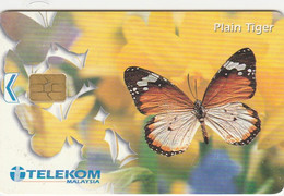 Malaysia, MLS-C-AX, Butterflies, Plain Tiger, 2 Scans.    AX - Small Chip Type   Please Read - Vlinders