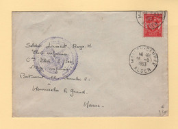 Algerie - Maison Carree - Alger - 1953 - Timbre FM - 5eme Regiment De Tirailleurs D Afrique - Militaire Zegels