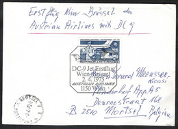 ÖSTERREICH Erstflug / First Flight Wien-Brüssel Austrian Airlines 1975 Sonderstempel - Erst- U. Sonderflugbriefe