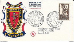 ALGERIE  -  ALGER   -  FDC  - CACHET 1ER JOUR N° 1532  - LIGUE DE LUTTE CONTRE LE CANCER -  3.3.56 - FDC