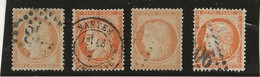 TYPE CERES DENTELE N° 55 OBLITERE - 4 EXEMPLAIRES -TB - ANNEE 1873 - COTE :20 € - 1870 Siege Of Paris