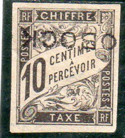 Obock:  VARIETE :année 1892  Taxe  N°10 Neuf Sans Gomme ,surcharge Inversée. - Nuevos