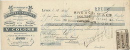 LETTRE DE CHANGE - FABRIQUE DE SABOTS ET GALOCHES -Y COLOMB - LYON -ANNEE 1908 - Bills Of Exchange