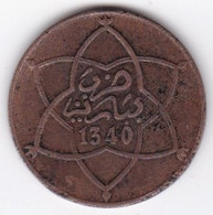 Protectorat Français 5 Mouzounas (Mazounas) AH 1340 - 1922 Paris, En Bronze, Lec# 66 - Maroc