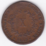 Portugal 10 Reis 1843 , Marie II , En Cuivre, KM# 481 - Portogallo