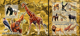 Guinea Bissau 2005, Animals, Schweitzer II, Giraffe, Monkey, Wild Cat, Birds Od Prey, 6val In BF +BF - Albert Schweitzer
