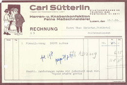 Rechnung  "Sütterlin, Herren-/Knabenkonfektion, Luzern"            1934 - Textil
