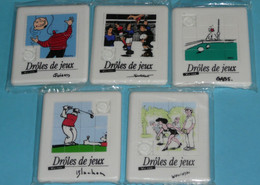 Rare Lot De 5 "Droles De Jeux" NEUFS Jeu Taquin HEINEKEN Dessinateur BD Wolinski Blachon Serre Gabs, Bières Alcool - Objets Publicitaires