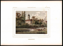 Lithographie Hemsendorf, Kreis Schweinitz, Farblithographie Aus Duncker 1865, 39 X 29cm - Lithographies