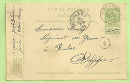 Entier Stempel OBOURG Met Aankomst ROULERS (Archief Maselis /grains ??) (1300) - Cartes Postales [1871-09]