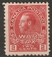 Canada 1915 Sc MR2a  War Tax MH* Some Disturbed Gum Rose Carmine - Sellos De Impuesto De Guerra