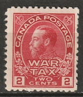 Canada 1915 Sc MR2  War Tax MH* Some Disturbed Gum Rose Carmine - Tassa Di Guerra