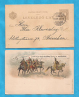 23-06 UNG  UNGARN UNGHERIA POSTKARTE  MILITARI  TRACHTEN  CAVALLI ARPAD UND TRIBU - Storia Postale