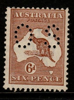 Australia SG O76  1923 Kangaroo,6d Chestnut, Perforated OS, 3rd Watermark,Mint Hinged - Oficiales