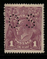 Australia SG O67  1922 King George V Perforated OS, 1d Violet, Single Wtmk,Mint  Hinged, - Dienstmarken