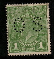 Australia SG O85  1924 King George V Perforated OS, 1d Sage-green LM Wtmk,Used - Officials