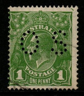 Australia SG O85  1924 King George V Perforated OS, 1d Sage-green LM Wtmk,Used - Officials