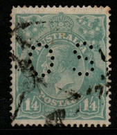 Australia SG O96  1927 King George V Perforated OS,One Sh 4d,SM Wtmk  Perf 14,Used, - Service