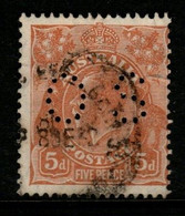 Australia SG O110  1930 King George V Perforated OS,5d Irange-brown,SM Wtmk  Perf 13.5 X 12.5,Used - Officials