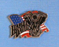 1 PIN'S //  ** MOTEUR / HARLEY DAVIDSON / USA / MOTOR CYCLES ** . (Harley Davidson Company®/ ©1991 BARON SOLID BRASS) - Motos