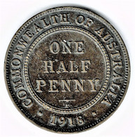 Australia 1918 Halfpenny Brown Extra Fine - ½ Penny