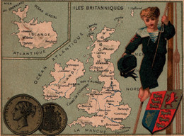 Chromo - Cartes De L'Europe Vers 1880 - Carte Des Iles Britanniques, Irlande Et Islande Et Monnaie - Other & Unclassified