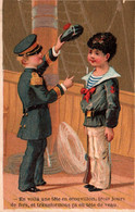 Chromo Enfants Militaires (Marin) Publicité A. Pouget, Marchand Boucher, Rue Des Abbesses, Paris - Altri & Non Classificati