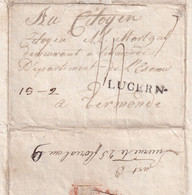 DDZ 741 - Soldats Belges De NAPOLEON - Lettre Précurseur LUCERN An 9 Vers TERMONDE - Signée Jacobs , Musicien - 1794-1814 (Période Française)