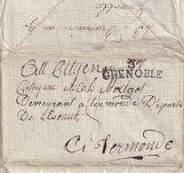 DDZ 744 - Soldats Belges De NAPOLEON - Lettre Précurseur 37 GRENOBLE An 9 Vers TERMONDE - Signée Jacobs, Musicien - 1794-1814 (Période Française)