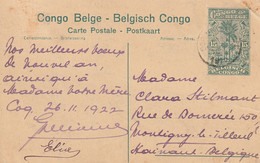 Congo Belge Entier Postal Illustré Pour La Belgique 1922 - Interi Postali