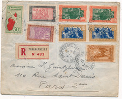 LETTRE RECOMMANDÉE MADAGASCAR TANANARIVE, 5,10,20 ET 50C PARIS 1937 - Lettres & Documents