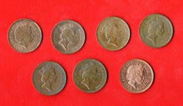 UK , 1971-1990 , Small Lot Of Seven Fine Used Coins 1 New Pence,   Bronze, KM915, C2300b - 2 Pence & 2 New Pence