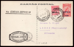 Brasil - Yv. TP 235 + A27 - 1931 - Postal "Rio 23/9/31" A Alemania + Marca "Via Condor - Zeppelin" + Marca... - Airmail (Private Companies)