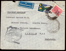 Brasil - Yv A31 + 203 - 1934 De Rio A Londres - 2 Marcas De Zeppelin - Poste Aérienne (Compagnies Privées)