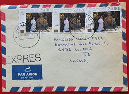 ZAIRE KINSHASA 1990 EXPRESS VISITE POPE JOHN PAUL II VISITE DE S.S. JEAN PAUL II TO GLAND SWITZERLAND - Used Stamps