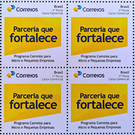 Brazil Personalized Stamp Partnership That Strengthens Block Of 4 - Gepersonaliseerde Postzegels