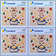 BRAZIL Personalized Stamp Bear And Letter Block Of 4 - Sellos Personalizados