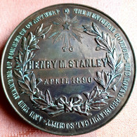 RARE LARGE BRONZE MEDAL : Royal Geogr. Soc. ANTWERP /  Honoring EXPLORER HENRY M. STANLEY  April 1890 By Baetes - Autres & Non Classés